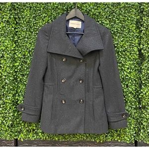 Thread & Supply Size XS Charcoal Double Breast Peacoat